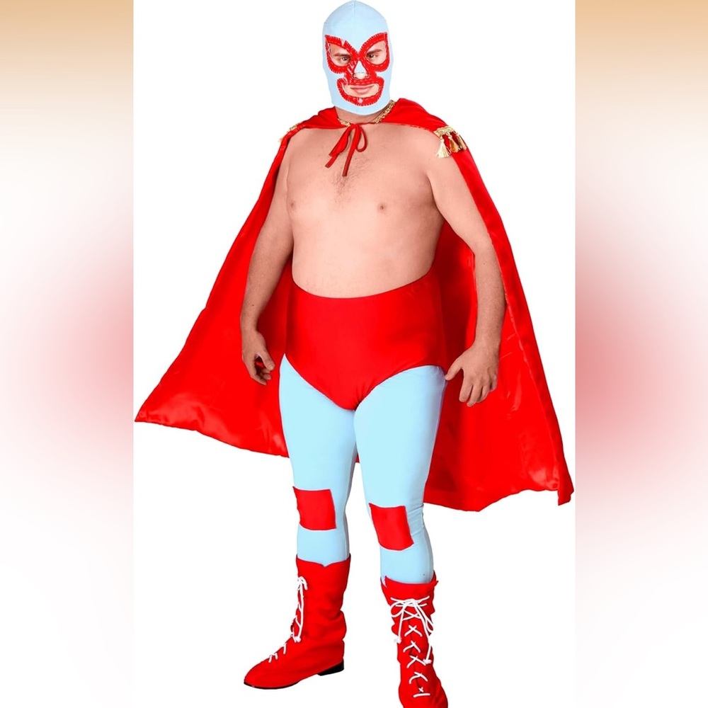 Luchador Men's Costume with Mask, Cape, and Boot Covers - Wrestler's Outfit
